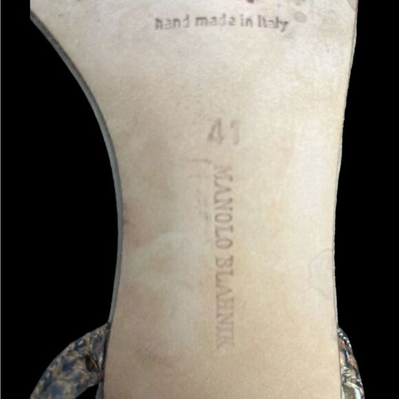 Manolo Blahnik Embossed Snake Leather Sandal w/2” Kitten Heel Great Cond Sz. 41 - Picture 11 of 11